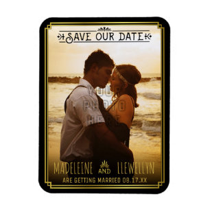 Magnet Flexible Enregistrer la date Retro Black Gold Deco Mariage 