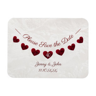 Magnet Flexible Enregistrer la date ruby 40e anniversaire mariage