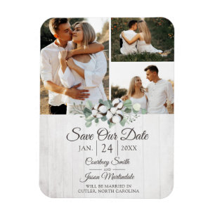 Magnet Flexible Enregistrer la date Rustic Southern Cotton Mariage