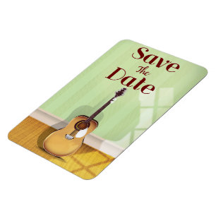 Magnet Flexible Enregistrer la date Vintage guitare acoustique