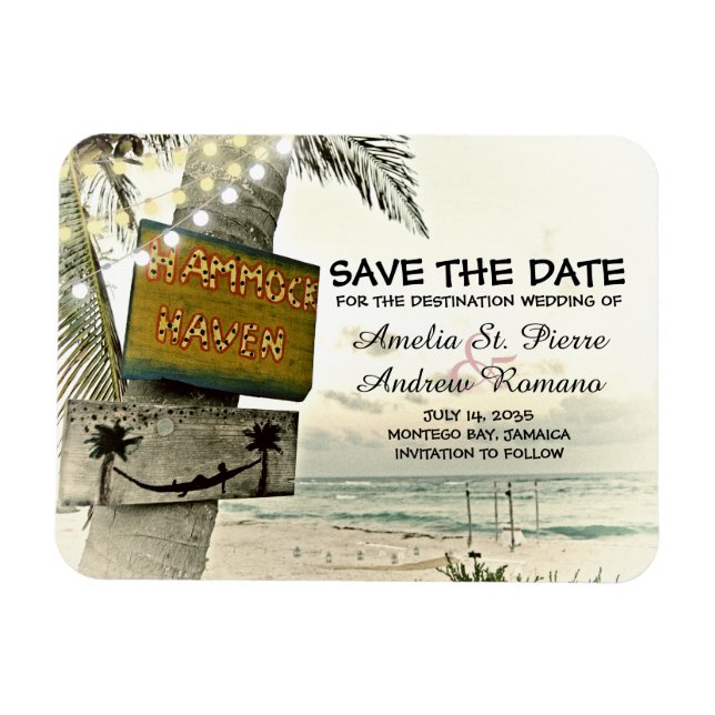 Magnet Flexible Enregistrer la date Vintage Romantic Beach Destina (Horizontal)