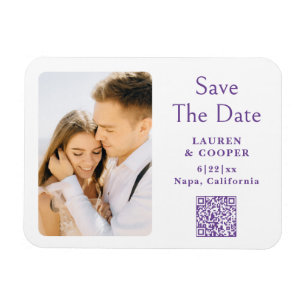 Magnet Flexible Enregistrer La Date Violet Blanc Style Moderne Mar