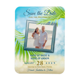 Magnet Flexible Enregistrer la date Votre photo Plage Mariage Palm