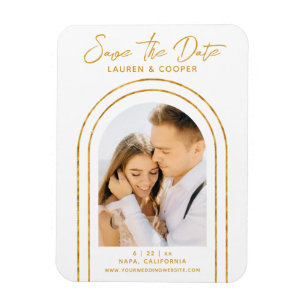 Magnet Flexible Enregistrer La Date White Gold Style Art Déco Mari