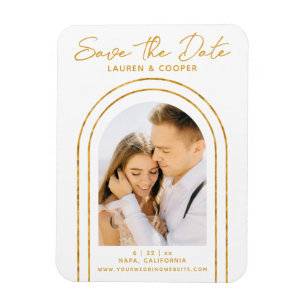 Magnet Flexible Enregistrer La Date White Gold Style Art Déco Mari