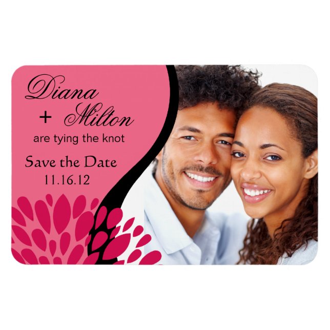 Magnet Flexible Enregistrer la photo de date | fuschia rose (Horizontal)