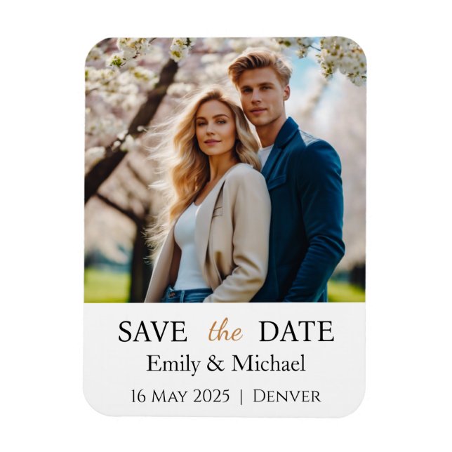 Magnet Flexible Enregistrer la photo Faire-part de mariage date (Vertical)