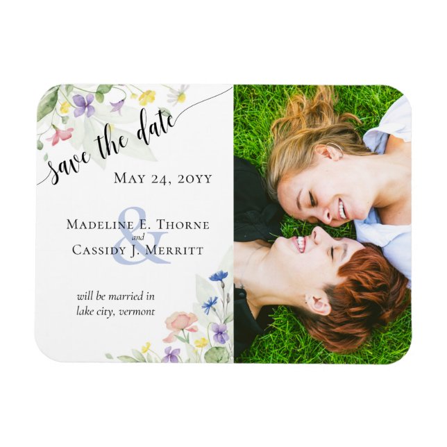 Magnet Flexible Enregistrer la photo Fleur sauvage de l'aquarelle  (Horizontal)