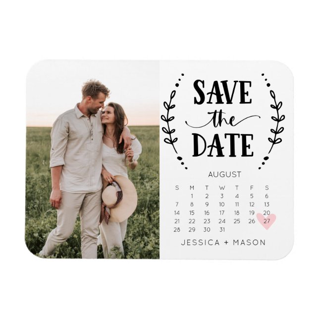 Magnet Flexible Enregistrer le calendrier des dates Pays rustique (Horizontal)