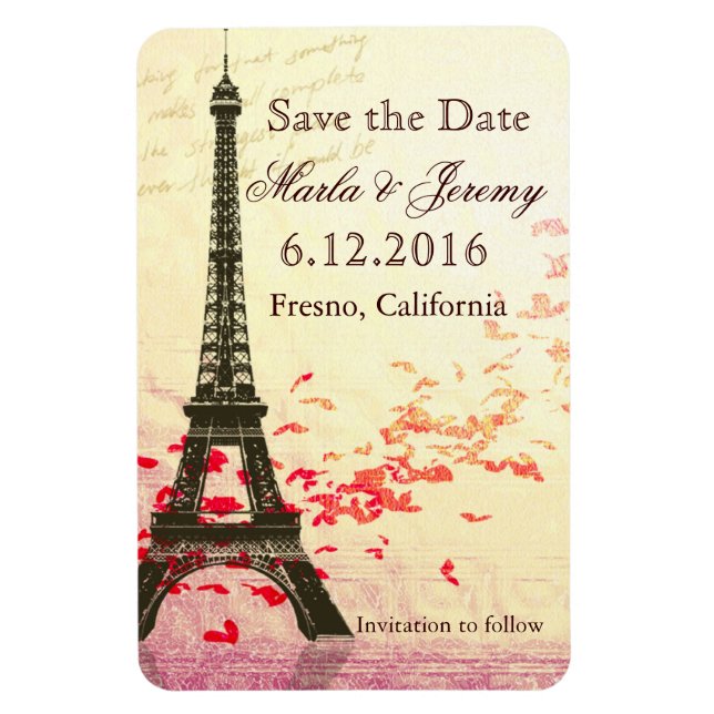 Magnet Flexible Enregistrer le style Tour Eiffel Date (Vertical)