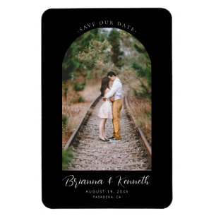Magnet Flexible Enregistrer notre date Noir et Blanc avec Arch Pho