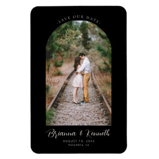 Magnet Flexible Enregistrer notre date Noir et Blanc avec Arch Pho