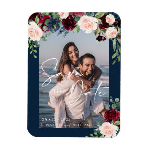 Magnet Flexible Enregistrez la photo de date Navy Burgundy et Blus