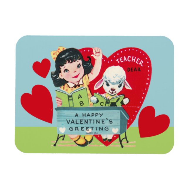 Magnet Flexible Enseignant vintage Valentine (Horizontal)