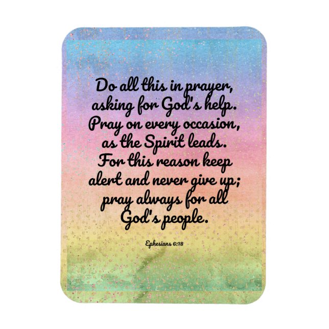 Magnet Flexible Éphésiens 6:18 arc-en-ciel Bible Verse Prière (Vertical)