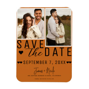 Magnet Flexible Épice orange moderne Enregistrer la date 2 Mariage
