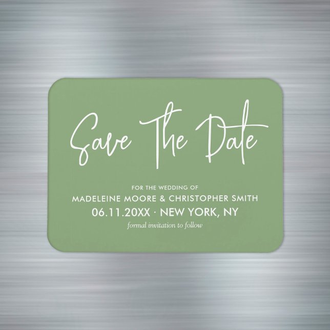 Magnet Flexible Épingle de calendrier moderne en calligraphie vert (Sage Green Modern Calligraphy Save The Date Magnet
)