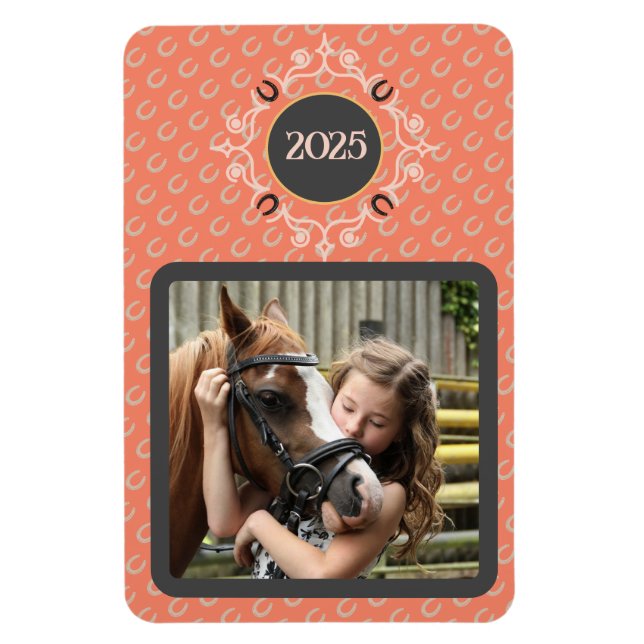 Magnet Flexible Equestria Custom Text Lucky Horse Shoe Photo (Vertical)