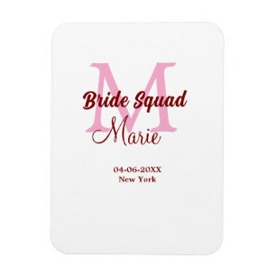 Magnet Flexible Equipe de mariée ajouter nom monogramme demoiselle