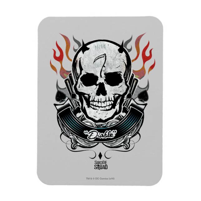Magnet Flexible Équipe de suicide | Diablo Skull & Flames Tattoo A (Vertical)