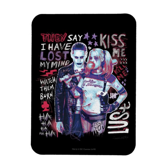 Magnet Flexible Équipe de suicide | Joker & Harley Typographie Pho (Vertical)