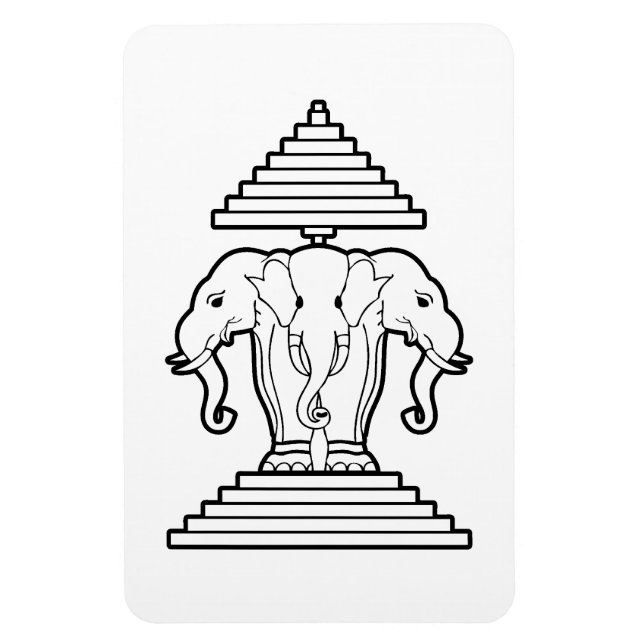 Magnet Flexible Erawan Trois éléphant en tête Lao / Laos Drapeau (Vertical)