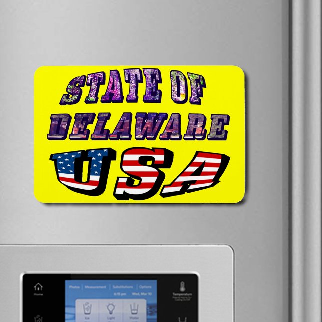 Magnet Flexible Etat du Delaware USA Photo & Flag Text (State of Delaware USA Photo & Flag Text Flexible Magnet)