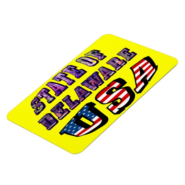 Magnet Flexible Etat du Delaware USA Photo & Flag Text (Côté Gauche)