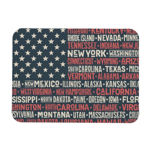 Magnet Flexible États-Unis d'Amérique |États et capitales (Horizontal)