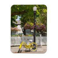 États-Unis, Michigan, Mackinac Island. Vélo jaune