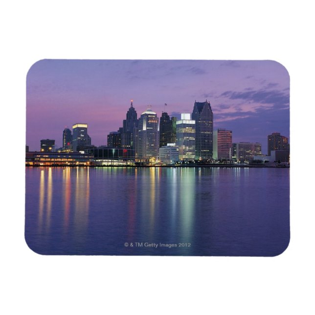 Magnet Flexible États-Unis, Michigan, skyline de Detroit, nuit (Horizontal)