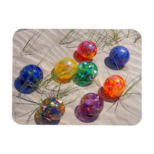 Magnet Flexible États-Unis, Oregon. Flotteurs en verre colorés sur