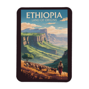 Magnet Flexible Ethiopie Shepard Herd Travel Art Vintage