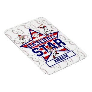 Magnet Flexible Étoile de baseball personnalisée et rayures