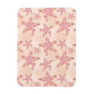 Magnet Flexible Étoiles de mer et motif pastel rose corail