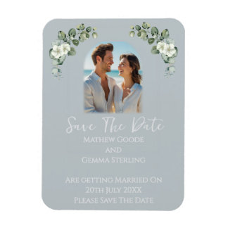 Magnet Flexible Eucalyptus Moderne Enregistrer La Date Mariage Pho