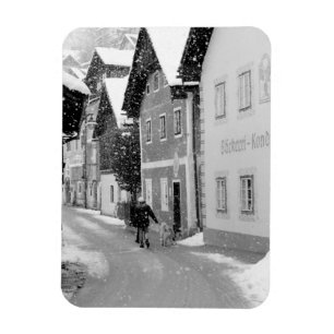 Magnet Flexible Europe, Autriche, Hallstat. Rue enneigée