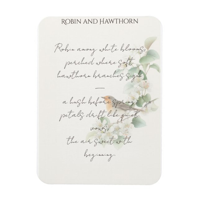 Magnet Flexible European Robin & Hawthorn – Editable Botanical Wed (Vertical)