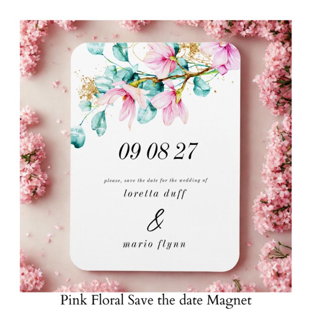 Magnet Flexible Événement Rose Fleur Save the date (Créateur téléchargé)