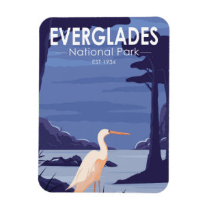 Magnet Flexible Everglades Parc National Night Egret Vintage