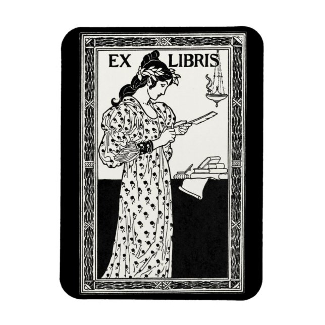 Magnet Flexible Ex libris art nouveau (Vertical)