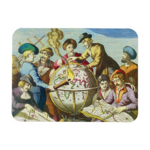 Magnet Flexible Explorateurs vintage avec carte du globe antique, 