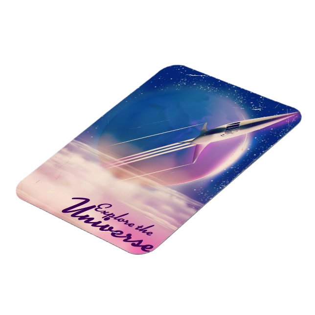 Magnet Flexible Explorez l'univers Affiche rétro de l'espace (Côté Gauche)
