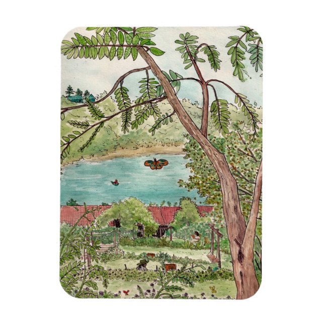 Magnet Flexible Exquise Botanique Jardin Oasis Aquarelle (Vertical)