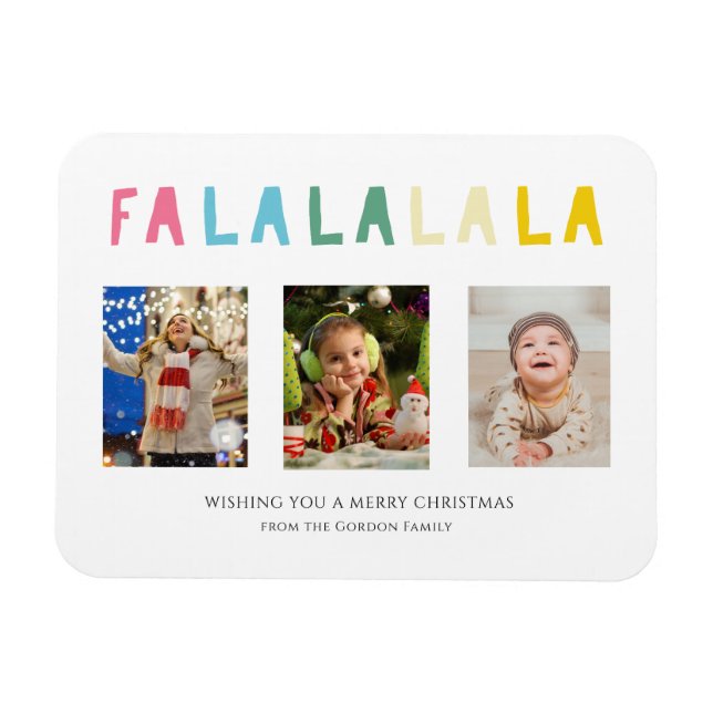 Magnet Flexible Fa La Christmas Cute Pastel 3 Photo Collage (Horizontal)