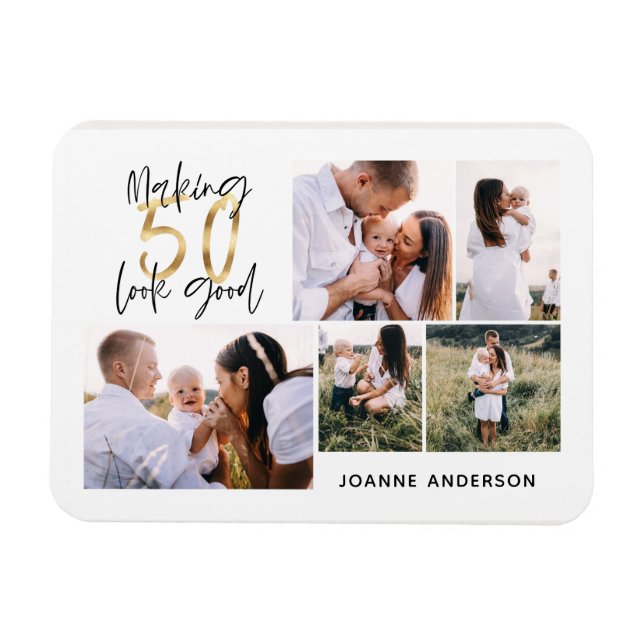 Magnet Flexible Faire 50 beau anniversaire multi photo vacances c (Horizontal)