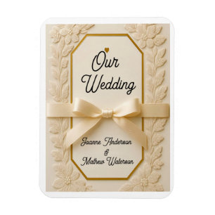 Magnet Flexible Faire invitation de mariage crème et or