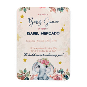 Magnet Flexible Faire-part de Baby Shower Bohème – Moderne et Élég