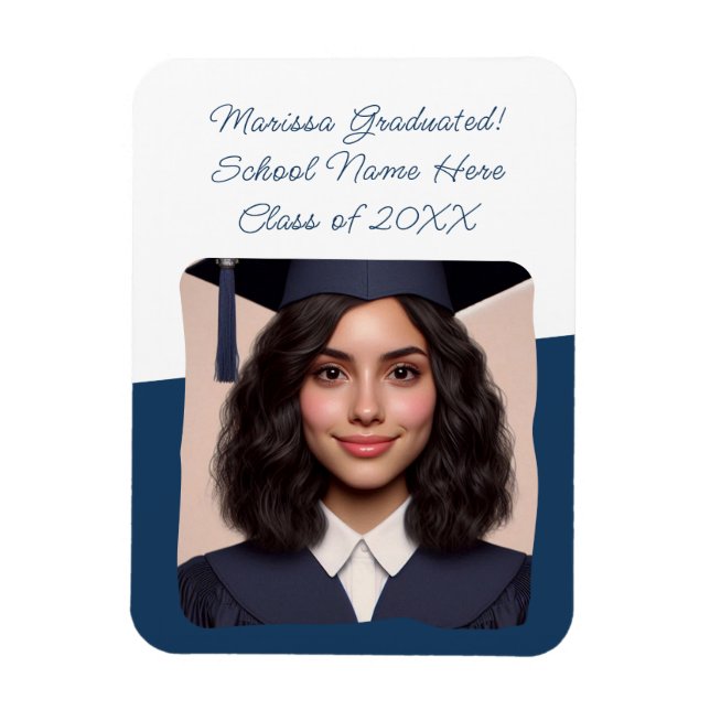 Magnet Flexible Faire-part de diplôme Typographie photo personnali (Vertical)