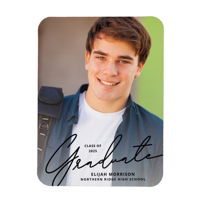 Magnet Flexible Faire-part de graduation de photo de superposition (Vertical)